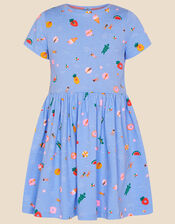 Girls Funshine Print Jersey Dress, Blue (BLUE), large