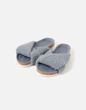 Borg Twist Footbed Slippers, Grey (GREY), large