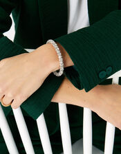 Crystal Cuff Bracelet, Silver (SILVER), large