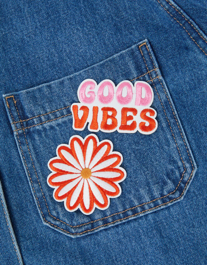 2-Pack Good Vibes Embroidered Iron-On Patches, , large