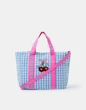 Girls Mini Cherry Gingham Tote Bag, , large