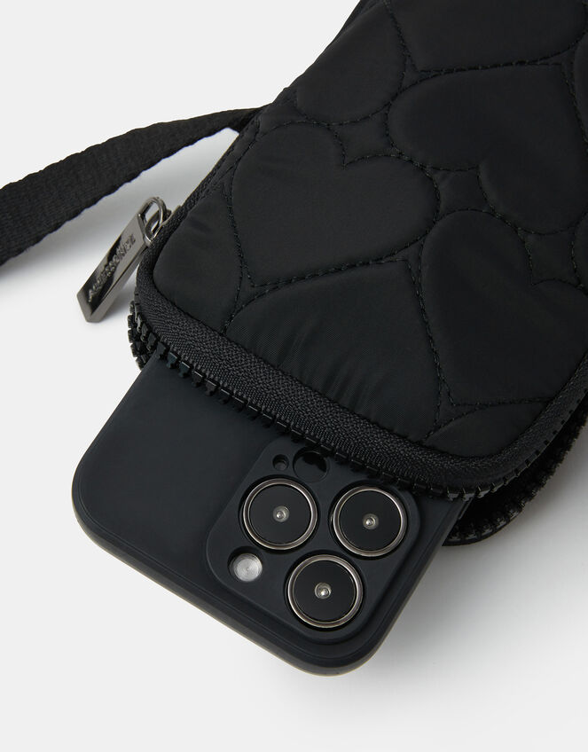 Heart Quilted Nylon Phone Bag, , large