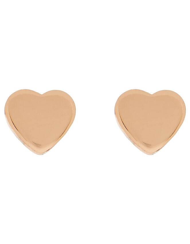 Rose Gold-Plated Heart Stud Earrings, , large