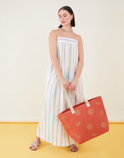 Foil Citrus Print Beach Tote Bag, Orange (ORANGE), large