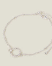 Sterling Silver-Plated Sparkle Circle Bracelet, , large