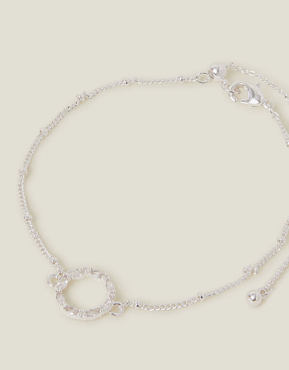 Sterling Silver-Plated Sparkle Circle Bracelet, , large