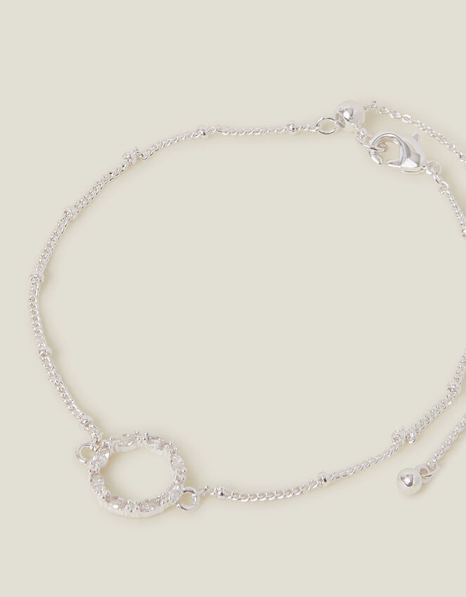 Sterling Silver-Plated Sparkle Circle Bracelet, , large