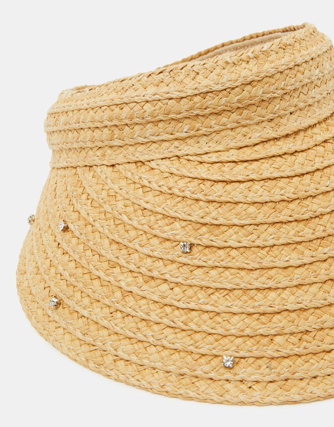 Diamant&eacute; Embellished Woven Sun Visor, , large