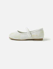 Girls Lace Ballerina Flats, Ivory (IVORY), large