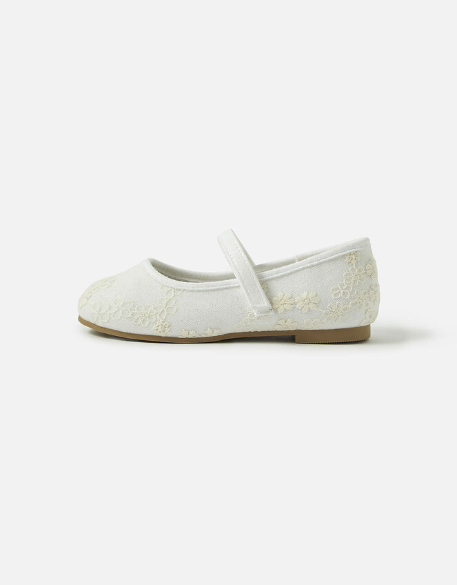 Girls Lace Ballerina Flats, Ivory (IVORY), large