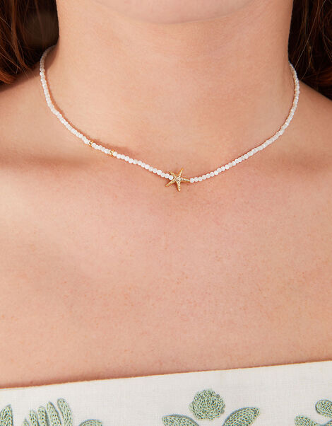 14ct Gold-Plated Starfish Mother of Pearl Necklace, , large