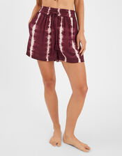 Tie Dye Beach Shorts, Red (BURGUNDY), large