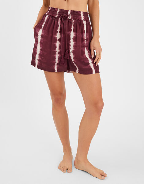 Tie Dye Beach Shorts, Red (BURGUNDY), large