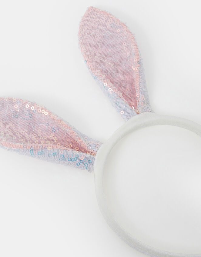 Girls Sequin Bunny Ears Headband, , large