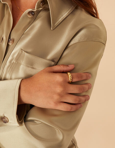 Gold Vermeil Chunky Croissant Ring, Gold (GOLD), large