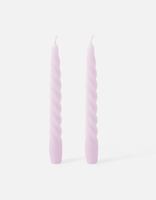 Twisted Taper Candle Set, Purple (LILAC), large