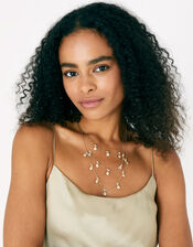 Blue Harvest Pearl Drop Multirow Necklace, , large