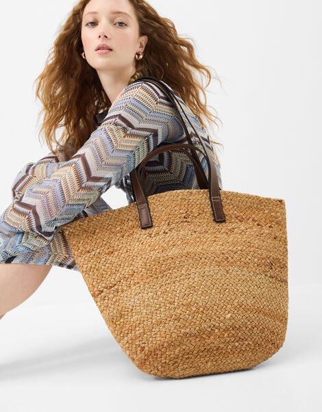Double Strap Jute Basket Bag, , large