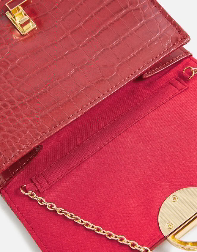 Faux Croc Lock Chain Bag, , large