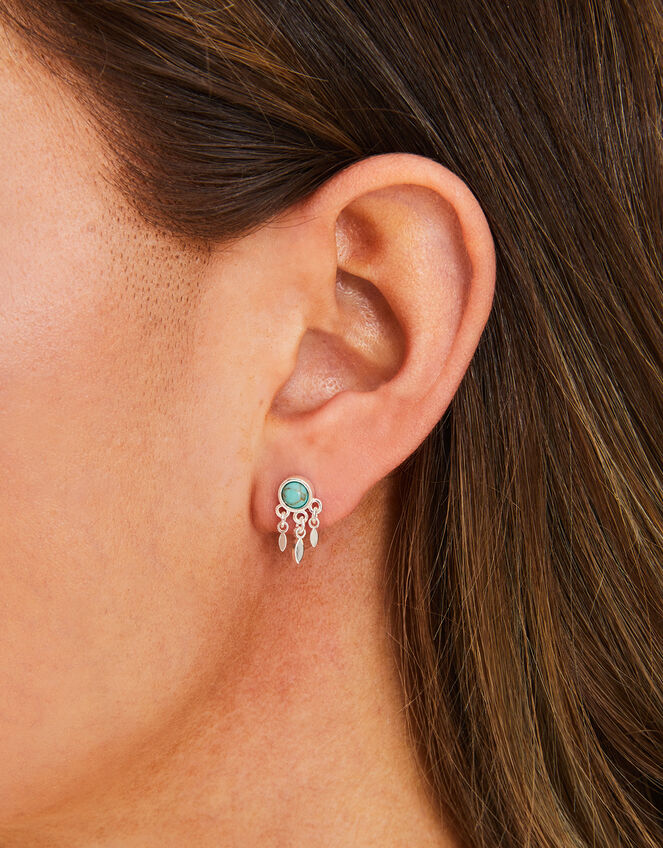 Sterling Silver-Plated Leaf Drop Earrings, , large