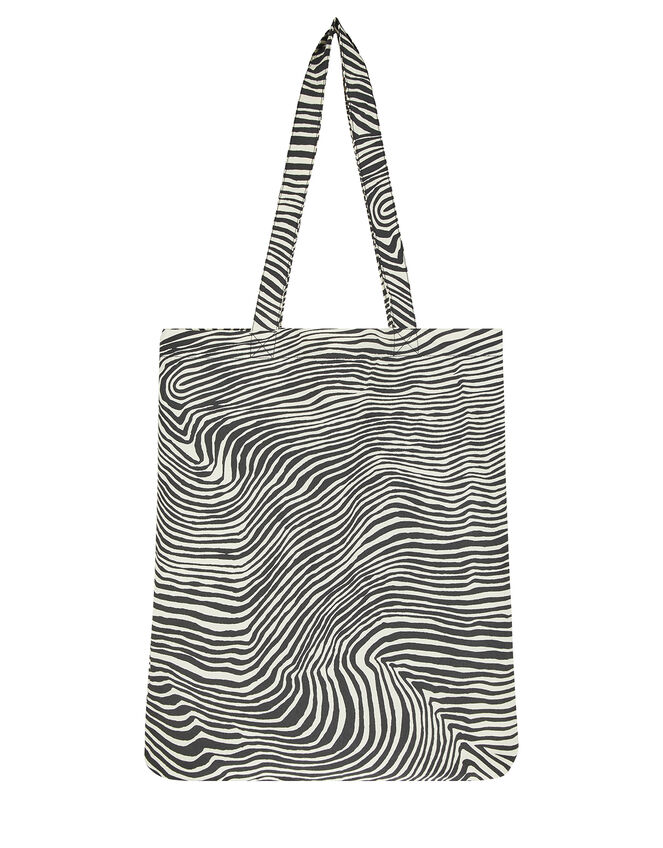 Zebra Shopper Bag, Black (BLACK/WHITE), large