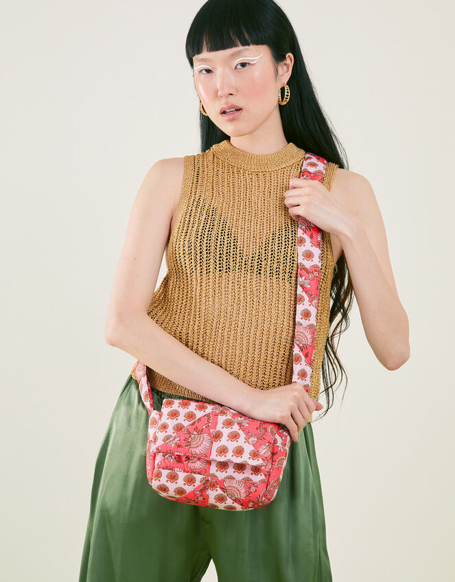 Patchwork Print Cross-Body Bag, , large