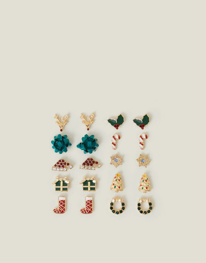 10-Pack Christmas Stud Earrings, , large