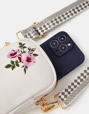 Floral Embroidered Phone Bag, , large