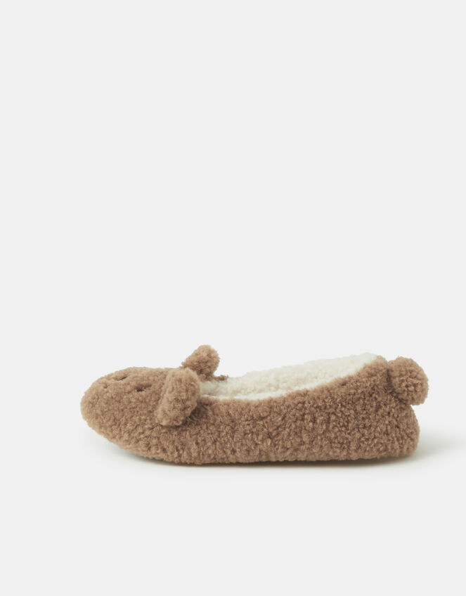 Fluffy Bear Slippers, Brown (BROWN), large