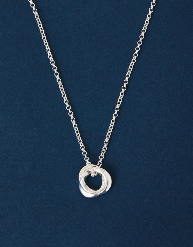 Sterling Silver-Plated Chunky Pendant Necklace, , large