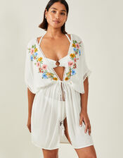 Floral Embroidered Kaftan, Ivory (IVORY), large
