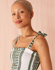 Jacquard Bandeau Dress, Green (KHAKI), large