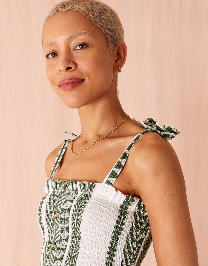 Jacquard Bandeau Dress, Green (KHAKI), large