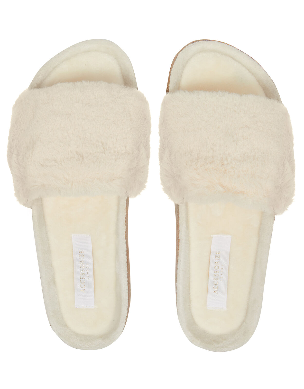 cream fluffy slider slippers