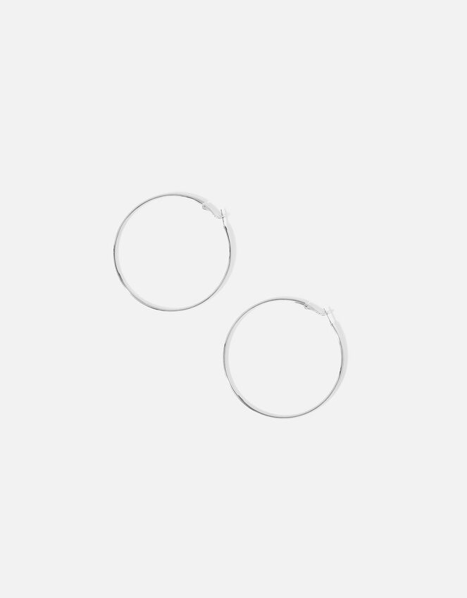 Medium Simple Hoop Earrings, Silver (SILVER), large