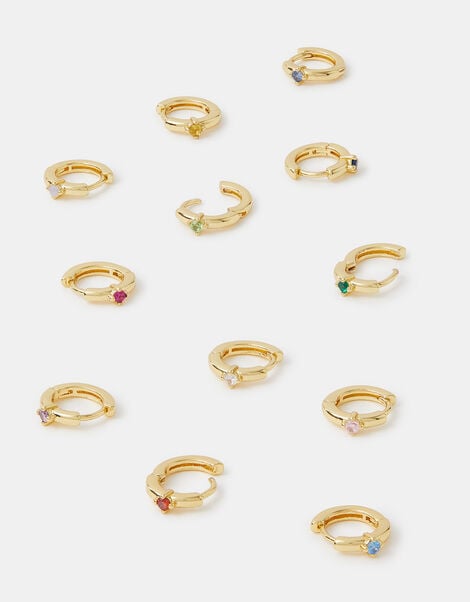 4-Pack 14ct Gold-Plated Birthstone Celestial Earrings, Gold (GOLD), large