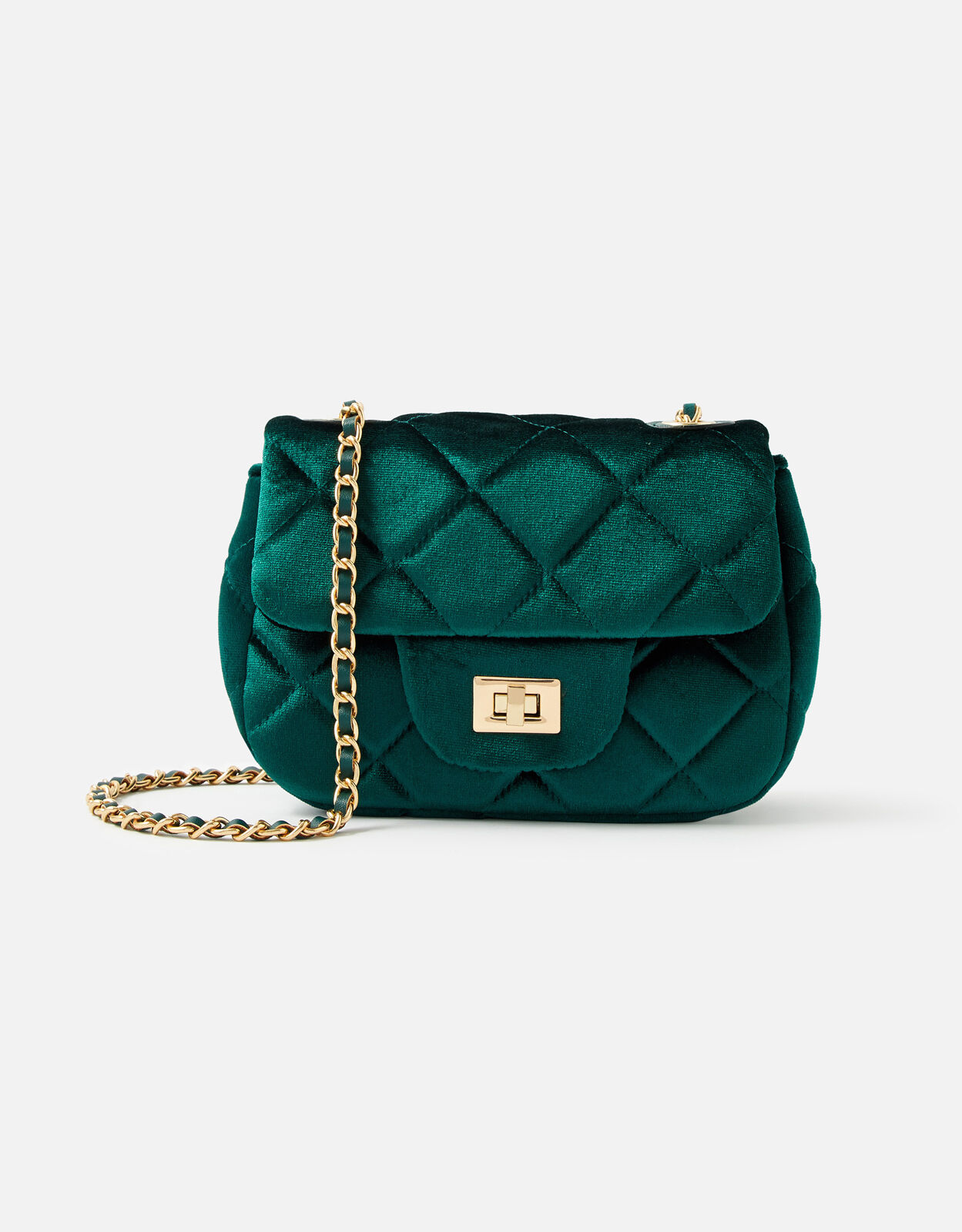 Lucy Velvet Cross Body Bag Green