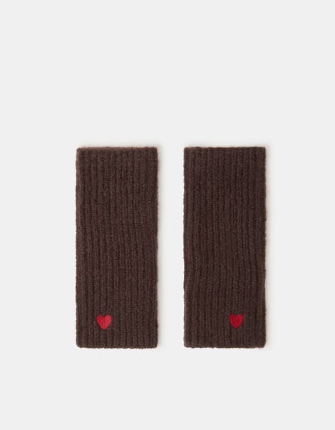 Heart Embroidered Fingerless Gloves, , large