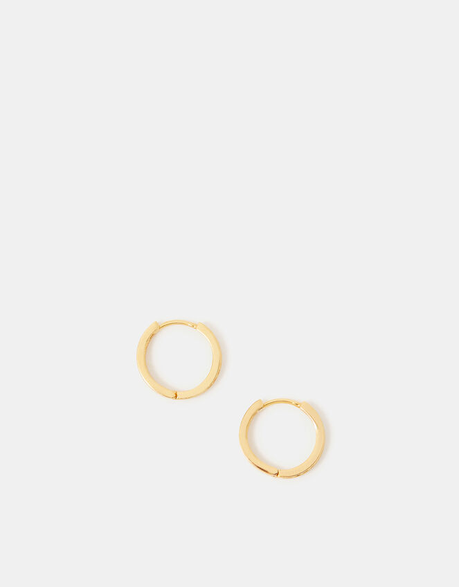 14ct Gold-Plated Pav&eacute; Huggie Hoop Earrings, , large