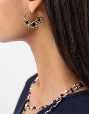 Textured Crescent Moon Hoop Earrings, , large