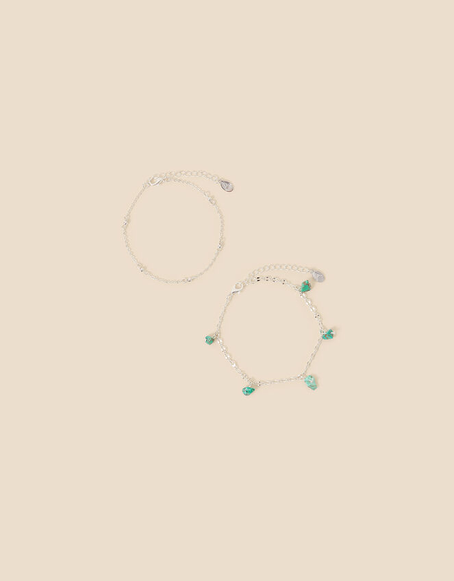 Stone Charm Anklets Set of Two, , large