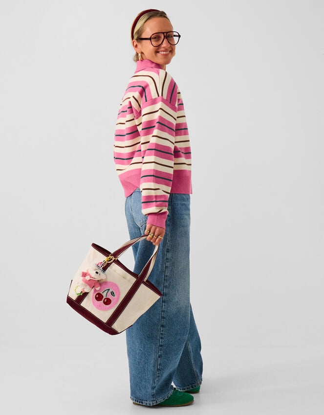 Accessorize x Good Manners Stripe Collar Cardigan ​, Pink (PINK), large