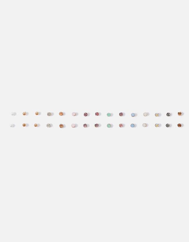 Multi Stone Stud Earrings 15 Pack, Multi (PASTEL-MULTI), large