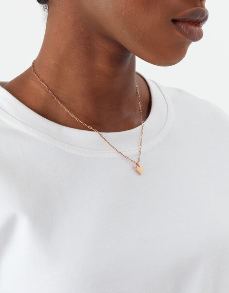 14ct Rose Gold-Plated Quartz Heart Pendant Necklace , , large