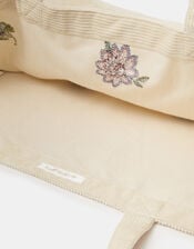 Floral Embroidered Corduroy Shopper Bag, Cream (CREAM), large