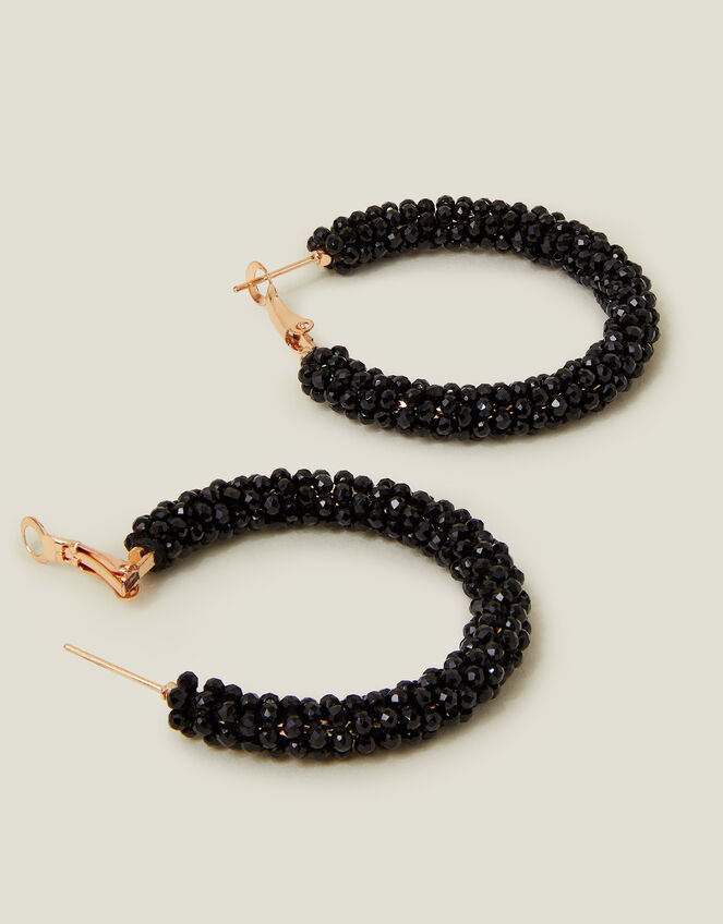 Facet Bead Hoop Earrings, , large