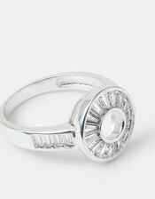 Sterling Silver-Plated Sparkle Circle Ring, Silver (ST SILVER), large