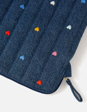Heart Denim Laptop Sleeve, , large