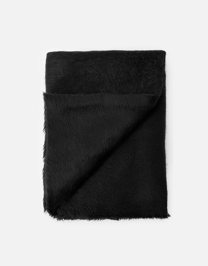 Fluffy Blanket Scarf, Black (BLACK), large