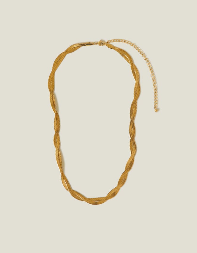 14ct Gold-Plated Twisted Omega Chain Necklace, , large
